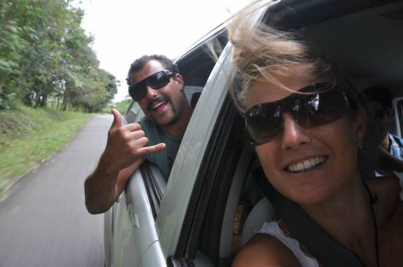 Junto com os australianos, indo para o canyon e as fontes termais, na região de Boquete, no Panamá